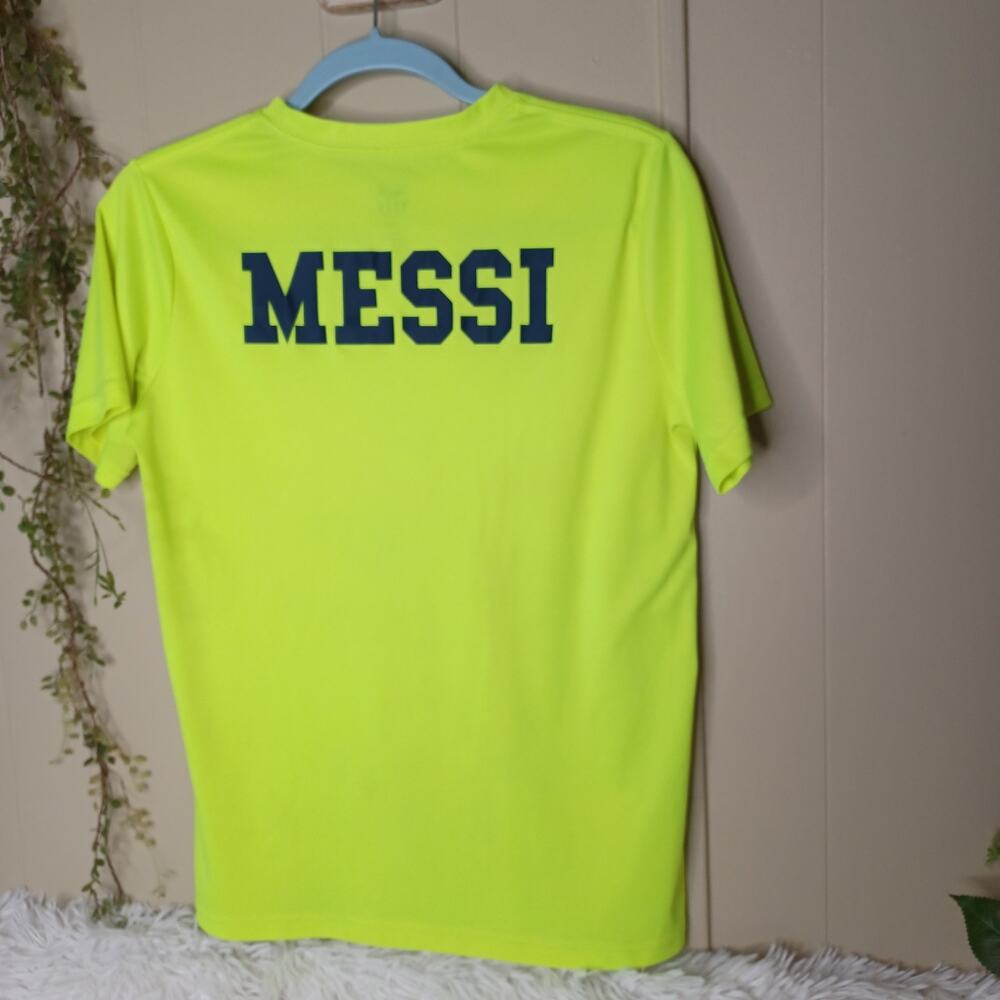 Lionel Messi Barcelona FCB Neon Jersey Style Tee Shirt Youth XL